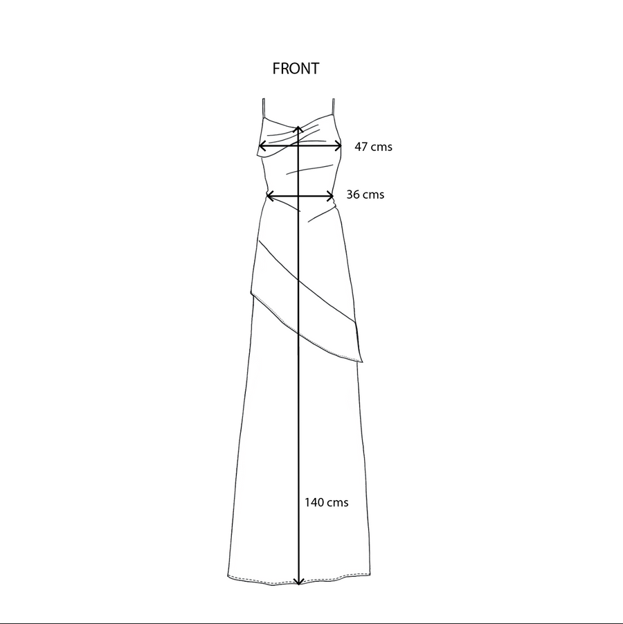 Size guide Muse Dress, Red Silk