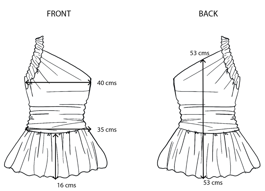 Size guide Roselle Top, Dark Romance Print