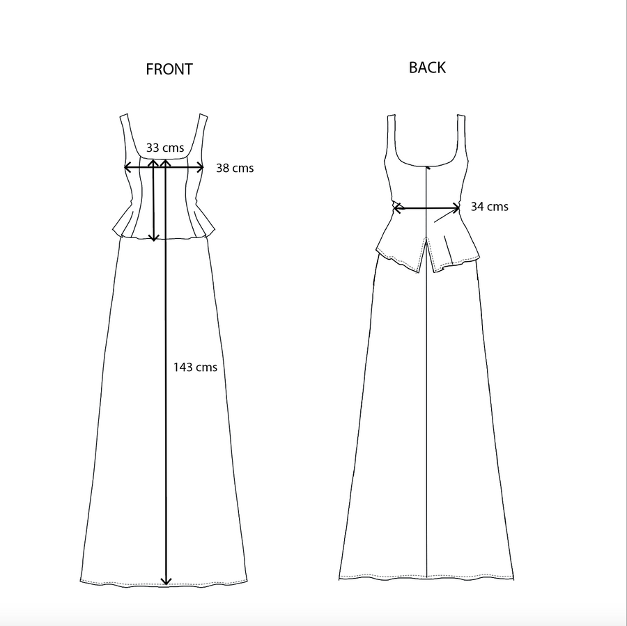 Size guide Vestido Sorelle, Sage Green