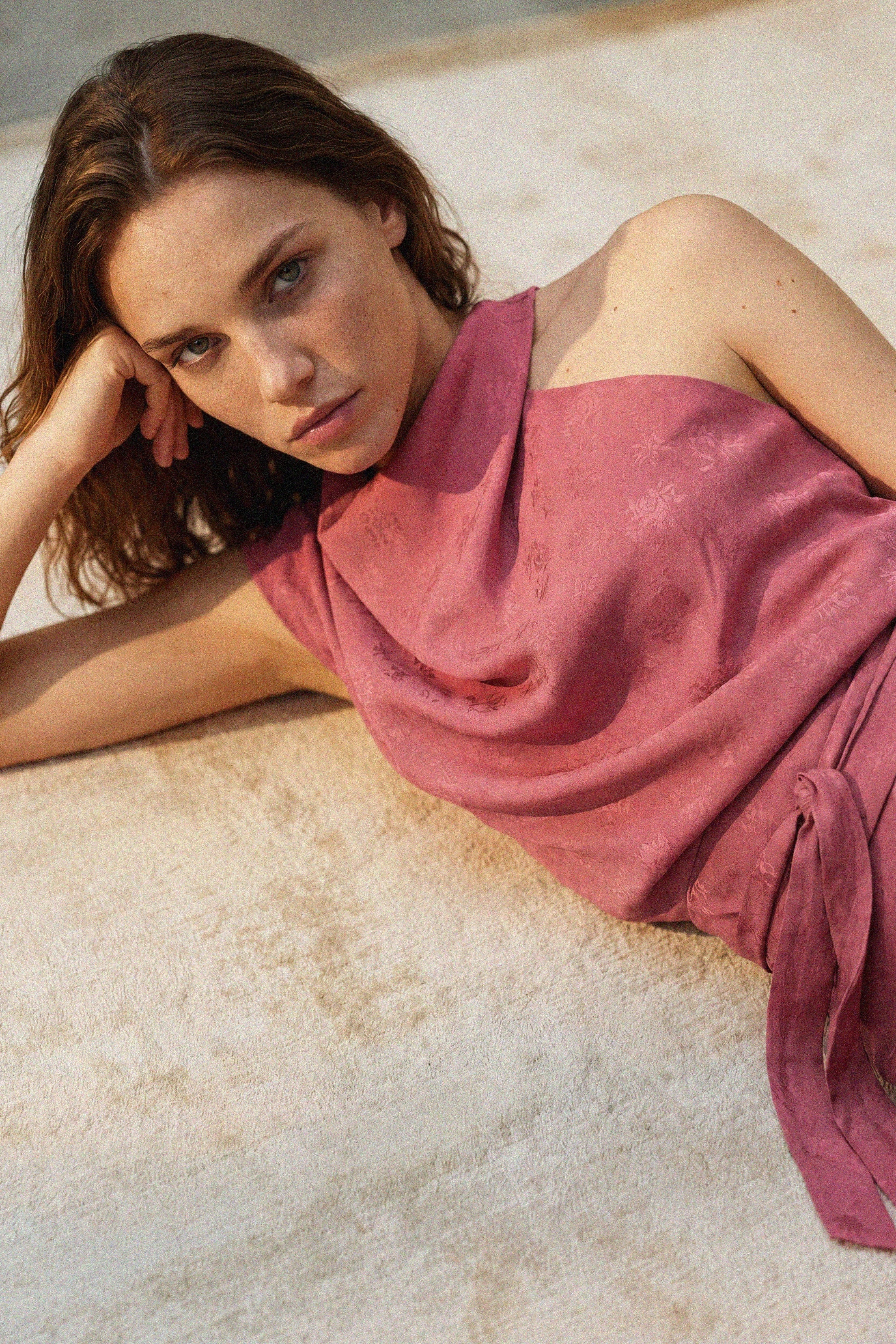 Paris Top, Raspberry Jacquard