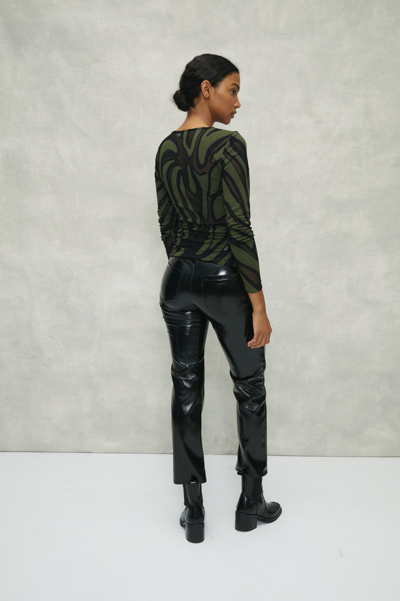 MANGO Straight-Fit Leather Trousers in Black | Endource