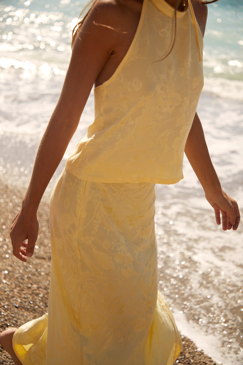 Alba Top, Yellow Jacquard