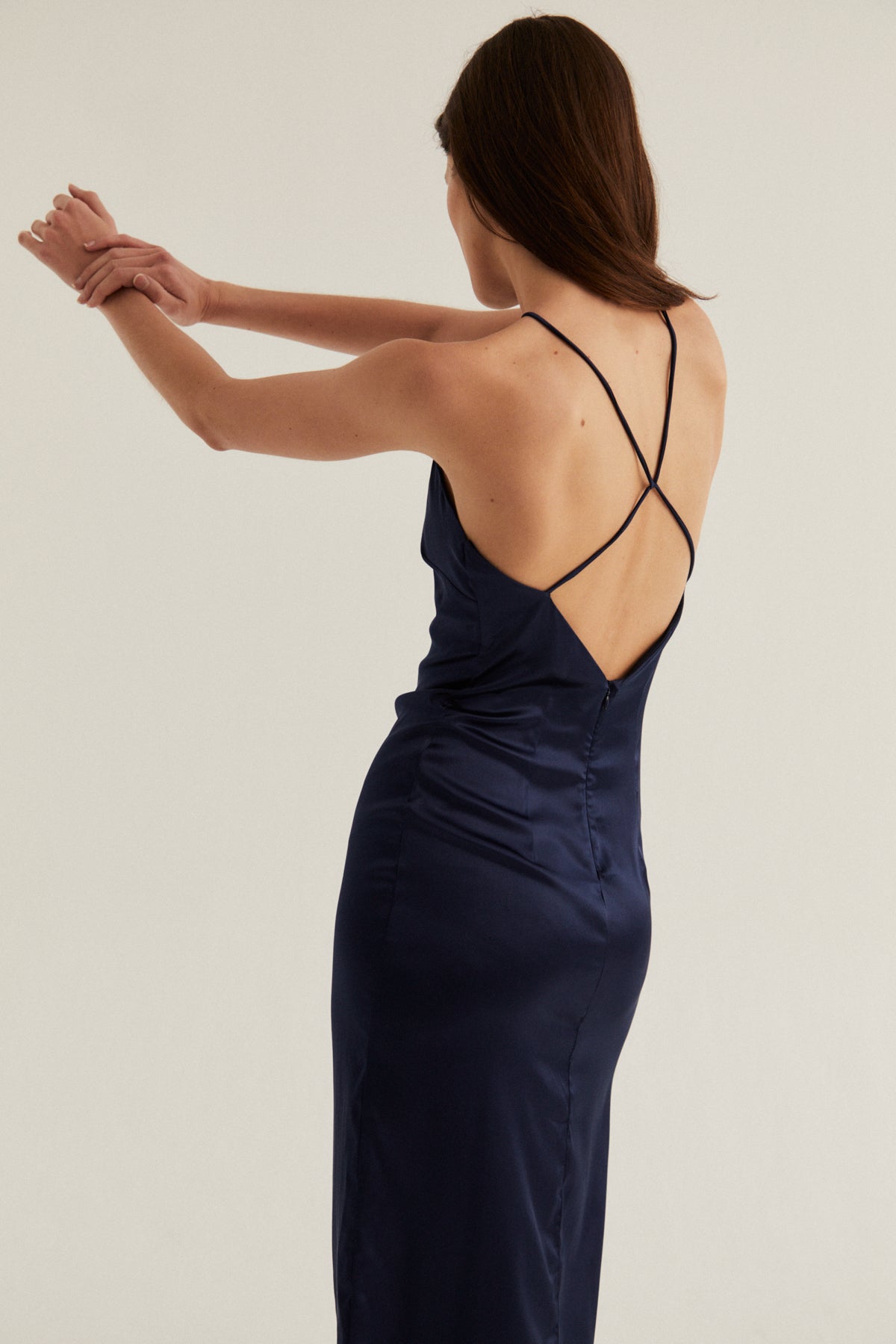 Luna Dress, Navy Silk